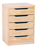 Cassettiera da Tavolo 5 cassetti 39x30x46 cm in Legno di Pino Naturale Seconda Scelta