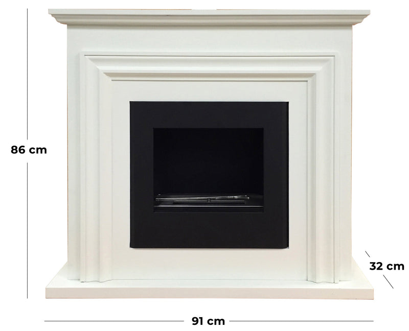 Camino a Bioetanolo da Terra 91x32x86 cm Struttura in Legno Bianco