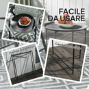 Tavolino da Giardino Pieghevole con Vassoio Rimovibile Ø46x50 cm in Acciaio Nero 