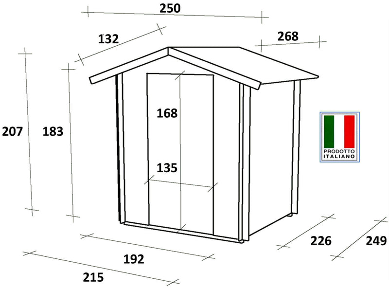 Casetta Box da Giardino per Attrezzi 215x250 cm con Porta Doppia Finestrata in Legno Naturale