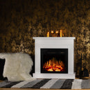 Camino Elettrico da Pavimento 73x77x21 cm Effetto Fiamma 1100W Focus & Dionis Bianco