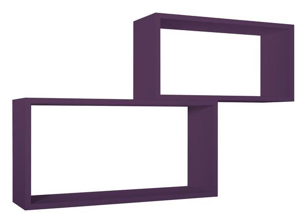 Set 2 Mensole Cubo da Parete Rettangolare in Fibra di Legno Bislugno Viola Melanzana online