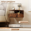 Set di 2 Comodini Sospesi 35x32x22,5 cm con Cassetto e Mensola Aperta Rivestimento in Melamina Marrone Rustico      