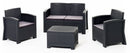 Set Salotto da Giardino Divano 2 Poltrone e Tavolino in Polipropilene Effetto Rattan New York Antracite