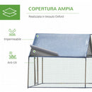Pollaio per Galline 300x800x195 cm in Metallo Zincato con Copertura Argento