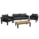 Set Salotto da Giardino Divano 2 Poltrone e Tavolino in Alluminio Idaho Antracite