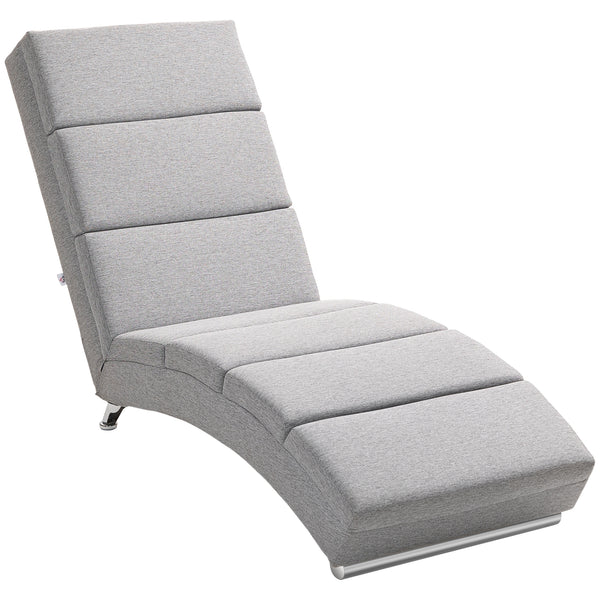 Poltrona Chaise Longue Reclinabile con Schienale Alto 160,5x60,5x93 cm in Tessuto Effetto Lino Grigio Chiaro acquista