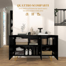 Mobile Contenitore con 2 Armadietti e Ripiano Regolabile 120x40x75 cm in Truciolato e Metallo Nero e Oro