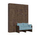 Letto Matrimoniale Francese A Scomparsa 140 Kentaro Con Divano E Mobili Noce e Azzurro      