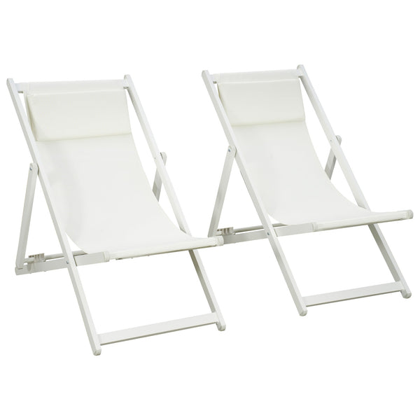 Set 2 Sedie Sdraio 96,5x58x91,5 cm in Alluminio Beige acquista