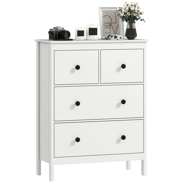 Cassettiera con 4 Cassetti 74x35x97 cm Stile Contemporaneo Rivestimento in Melamina Bianco sconto