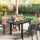 Tavolo da Giardino Allungabile 80-160x80x75 cm per 4-6 Persone con Piano a Doghe in Alluminio Nero      