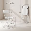 Set 4 Sedie Pieghevoli 45x49x79,5 cm con Fori di Drenaggio in Plastica e Metallo Bianco      