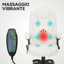 Sedia da Ufficio 68x72x110-120 cm Reclinabile Massaggiante Telecomando in Tessuto Effetto Lino Crema      