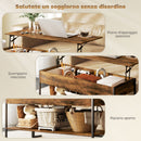 Tavolino da Caffè in Stile Industriale 95x40x46,5 cm con Vano Nascosto e Ripiano in Legno Marrone 