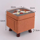 Pouf Contenitore Sgabello Multiuso in Tessuto Arancione