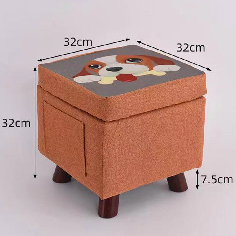 Pouf Contenitore Sgabello Multiuso in Tessuto Arancione