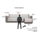 Copridivano in Poliestere con Penisola Destra Grigio Varie Misure