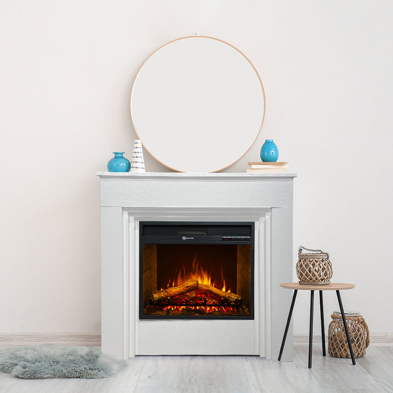Camino Elettrico da Terra 96x35x96 cm Bellini in Legno Bianco      