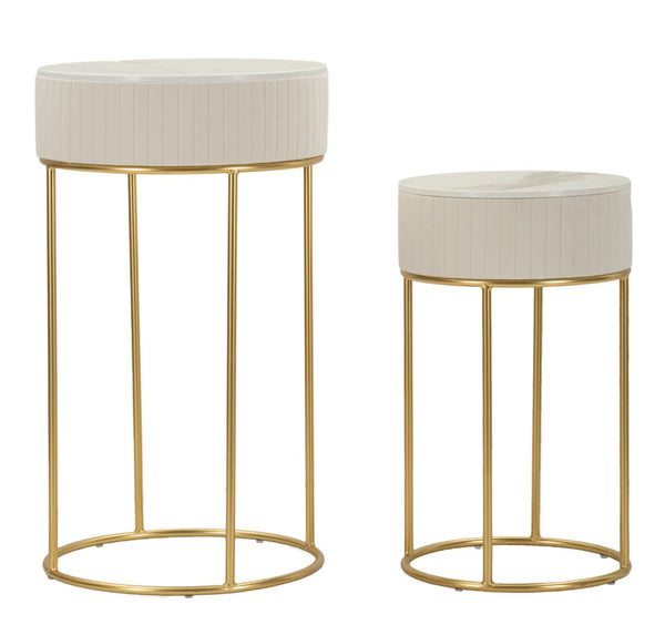 online Tavolinetti Alti Wedding Rotondi Set 2 Pz Ø50x90 cm - Ø40x70 cm in Pino e MDF e Metallo