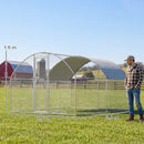 Pollaio per Galline da Esterno 280x340x190 cm con Tetto Impermeabile e Serratura in Acciaio Zincato Argento      