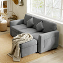 Divano 3 Posti Modulare con Pouf Contenitore 196x139x85 cm in Velluto a Coste Grigio Chiaro   