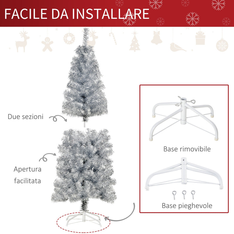 Albero di Natale Artificiale 150 cm 408 Rami Argento