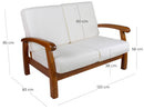 Divano Divanetto 2 Posti in Legno 120x85x83cm Vandi Panna