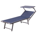 Lettino Mare con Parasole Richiudibile 181x71,5x38,5 cm in Alluminio PVC e Poliestere Blu Navy Riccione      