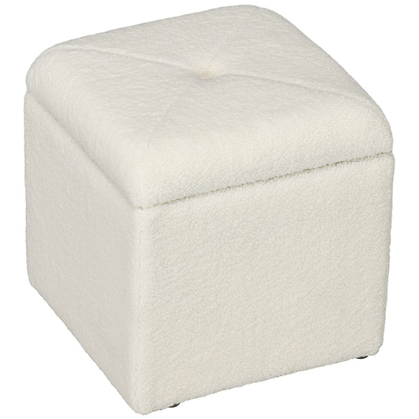 prezzo Pouf Contenitore Imbottito Tessuto Teddy 39x39x39 cm Crema