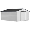 Casetta da Giardino 3,4x3,8x2 m con Doppia Porta Scorrevole e Tetto Inclinato in Acciaio Argento      