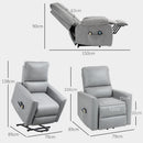 Poltrona Alzapersona Reclinabile 1 Motore con 8 Punti Massaggio 79x89x104 cm Riscaldamento e Telecomando Grigio Chiaro
