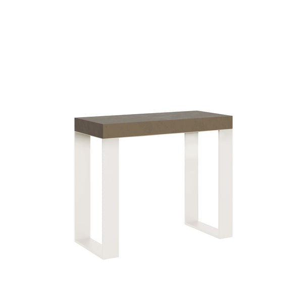 Consolle Allungabile 90-196x40x77 cm Tecno Small Tortora Telaio Bianco sconto