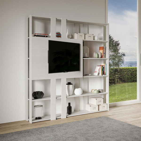 prezzo Libreria Moderna 5 Ripiani con Pannello per TV 178x36x204 cm in nobilitato Bianco
