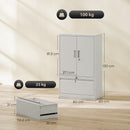 Armadietto da Ufficio 80x40x130 cm con Ripiano Interno e Cassetto in Acciaio Bianco      