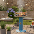 Barbecue a Carbone Venus 607 Ompagrill Gamba a Colonna con Areazione in Acciaio Verniciato Celeste