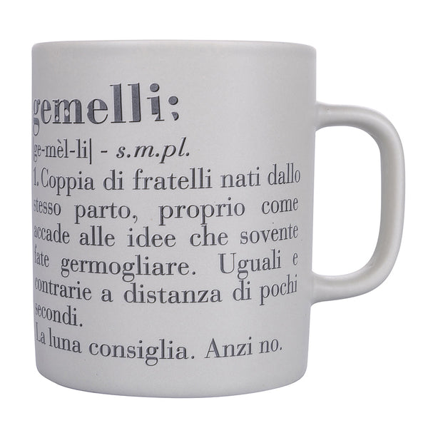 online Mug Zodiac "jumeaux" Ø8x10 cm en Bone China VdE Tivoli 1996 Blanc