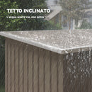 Ripostiglio da Giardino 280x130x172 cm con 2 Prese d'Aria e 2 Porte Scorrevoli in Acciaio Marrone Legno      