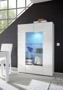 Vetrina Mobile Soggiorno 2 Porte in Melamina 121x42x166cm TFT Chequers Bianco