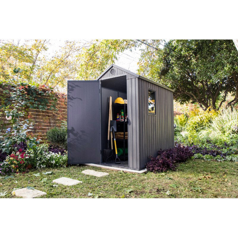 Casetta da Giardino Porta Attrezzi 125,8x184,5x205,1 cm in Resina Keter Darwin 4x6 Grigia