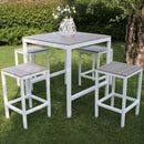 Set Bar Tavolo e 4 Sgabelli Sirio in Alluminio Bianco