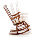 Sedia a Dondolo in Legno Massello con Cuscino Sam Beige