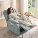 Poltrona Reclinabile Elettrica 86x90x102 cm con Poggiapiedi Braccioli Larghi Telecomando e USB in Tessuto Effetto Lino Verde      