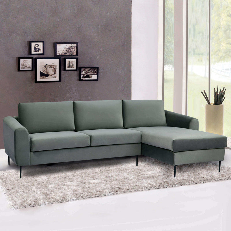Divano con Chaise Longue Gregory in Tessuto Grigio