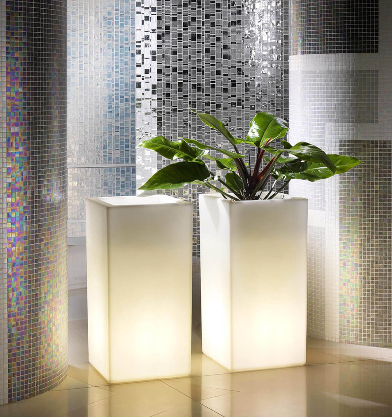 Vaso 40x40x80cm in Resina Tulli Schio Cubo Alto Essential 80 Cappuccino