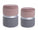 Lot de 2 Pouf Container Polina Rose-Gris en Tissu Effet Velours