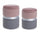 Lot de 2 Pouf Container Polina Rose-Gris en Tissu Effet Velours
