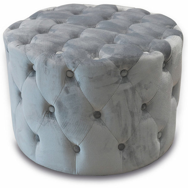 acquista Pouf Repose-Pieds Tabouret Rond Ø60 cm en Velours Soriani Gris Clair