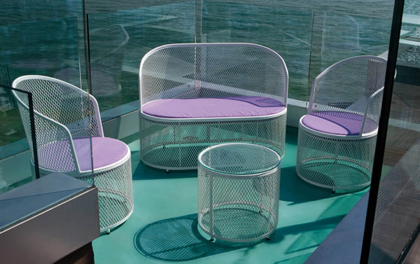 prezzo Ranieri Garda Ensemble de jardin en maille tendue canapé 2 fauteuils et table basse