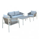 Set Salotto da Giardino Divano 2 Poltrone e Tavolino con Cuscini in Alluminio Grigio chiaro